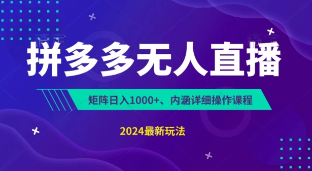 拼多多无人直播不封号，0投入，3天必起，无脑挂机，日入1k+【揭秘】 - 网赚资源网-网赚资源网