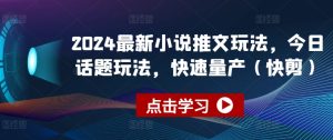 2024最新小说推文玩法,今日话题玩法,快速量产(快剪)-网赚资源网