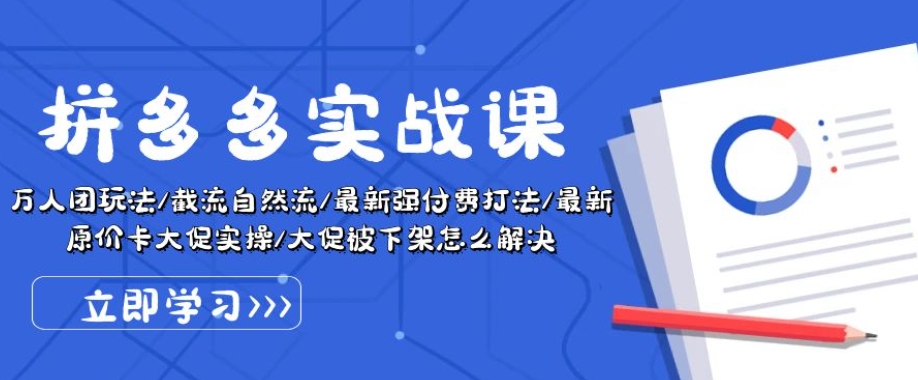 拼多多实战课：万人团玩法/截流自然流/最新强付费打法/最新原价卡大促.. - 网赚资源网-网赚资源网