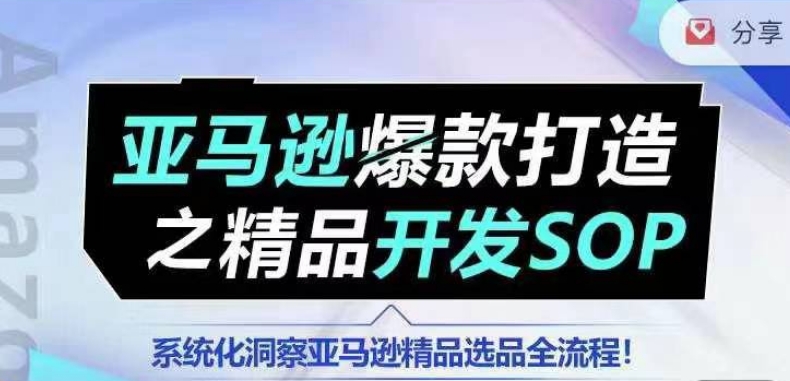 【训练营】亚马逊爆款打造之精品开发SOP，系统化洞察亚马逊精品选品全流程 - 网赚资源网-网赚资源网