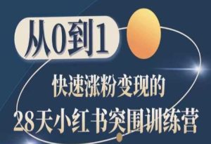 28天小红书突围训练营,从0到1快速涨粉变现-网赚资源网