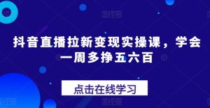 抖音直播拉新变现实操课，学会一周多挣五六百-网赚资源网
