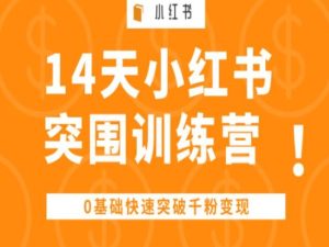 14天小红书突围训练营 ，0基础快速突破千粉变现-网赚资源网