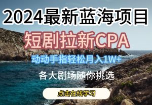 2024最新蓝海项日,短剧拉新CPA,动动手指轻松月入1W,全各大剧场随你挑选【揭秘】-网赚资源网
