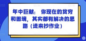 某付费文章：年中巨献： 你现在的贫穷和困境，其实都有解决的思路 (进来抄作业)-网赚资源网