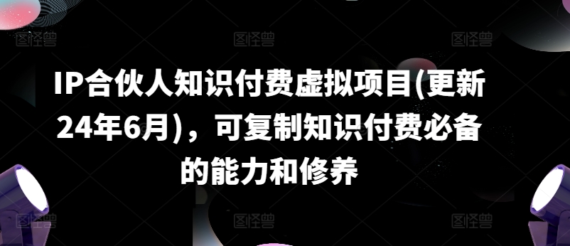 IP合伙人知识付费虚拟项目(更新24年6月)，可复制知识付费必备的能力和修养-网赚资源网