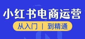 小红书电商运营课，从入门到精通，带你抓住又一个赚钱风口-网赚资源网