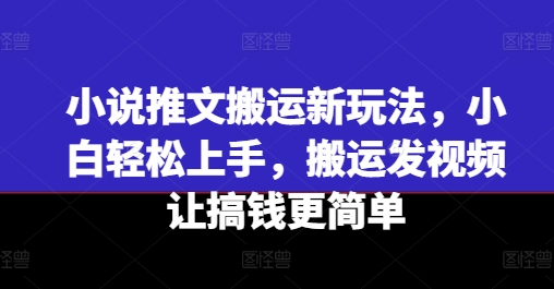 小说推文搬运新玩法，小白轻松上手，搬运发视频让搞钱更简单 - 网赚资源网-网赚资源网