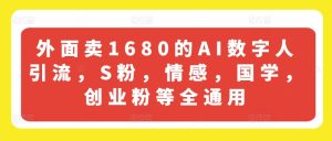外面卖1680的AI数字人引流,S粉,情感,国学,创业粉等全通用-网赚资源网