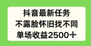 抖音最新任务，不露脸怀旧找不同，单场收益2.5k【揭秘】-网赚资源网
