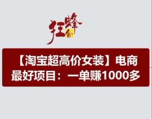 淘宝超高价女装项目,电商最好赛道,一单赚1000多-网赚资源网