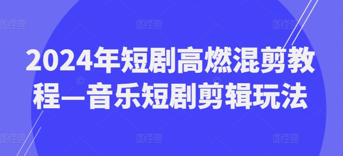 2024年短剧高燃混剪教程—音乐短剧剪辑玩法 - 网赚资源网-网赚资源网