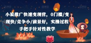 小说推广快速变现营,0门槛/变现快/竞争小/前景好,实操过程手把手针对性教学-网赚资源网