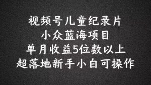2024蓝海项目视频号儿童纪录片科普，单月收益5位数以上，新手小白可操作【揭秘】-网赚资源网