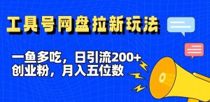 一鱼多吃,日引流200+创业粉,全平台工具号,网盘拉新新玩法月入5位数【揭秘】-网赚资源网
