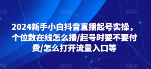 2024新手小白抖音直播起号实操，个位数在线怎么播/起号时要不要付费/怎么打开流量入口等-网赚资源网