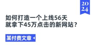 某付费文章《如何打造一个上线56天就拿下45万点击的新网站?》-网赚资源网