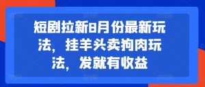 短剧拉新8月份最新玩法，挂羊头卖狗肉玩法，发就有收益-网赚资源网