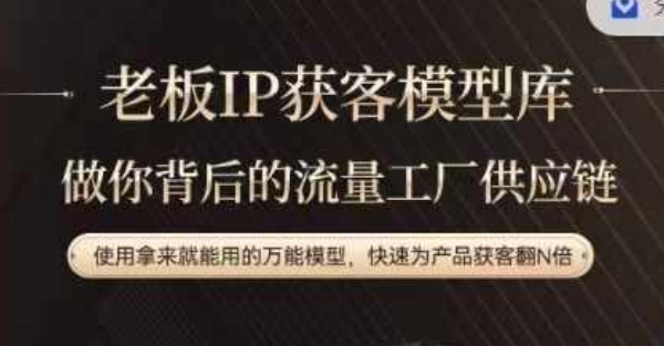 老板IP流量供应链，动作越少，账号越好，使用拿来就能用的万能模型，快速为产品获客翻N倍 - 网赚资源网-网赚资源网