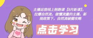 主播运营线上陪跑课【8月新课】,拉爆自然流,做懂流量的主播,新规政策下,自然流破圈攻略-网赚资源网
