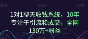 1对1聊天收钱系统,10年专注于引流和成交,全网130万+粉丝-网赚资源网
