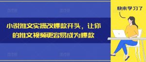 小说推文实操改爆款开头,让你的推文视频更容易成为爆款-网赚资源网