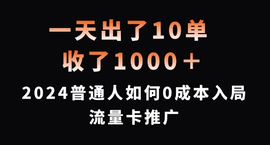 一天出了10单，收了1000+，2024普通人如何0成本入局流量卡推广【揭秘】 - 网赚资源网-网赚资源网