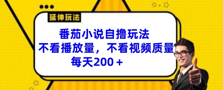 番茄小说自撸玩法，不看播放量，不看视频质量，每天200+【揭秘】 - 网赚资源网-网赚资源网