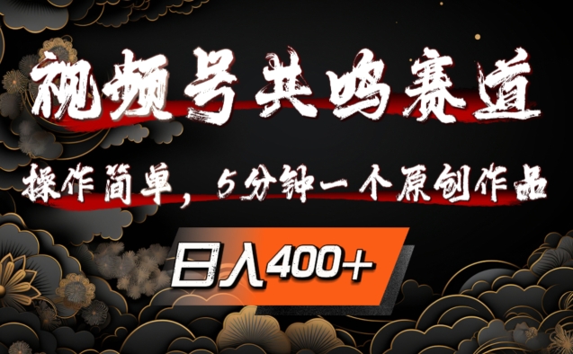 视频号共鸣赛道，操作简单，5分钟1个原创作品，日入几张【揭秘】 - 网赚资源网-网赚资源网