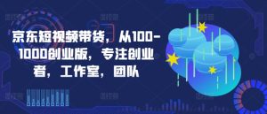 京东短视频带货，从100-1000创业版，专注创业者，工作室，团队-网赚资源网