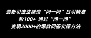 最新引流法微信“问一问”日引精准粉100+  通过“问一问”【揭秘】-网赚资源网
