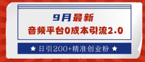 9月最新：音频平台0成本引流，日引200+精准创业粉【揭秘】-网赚资源网