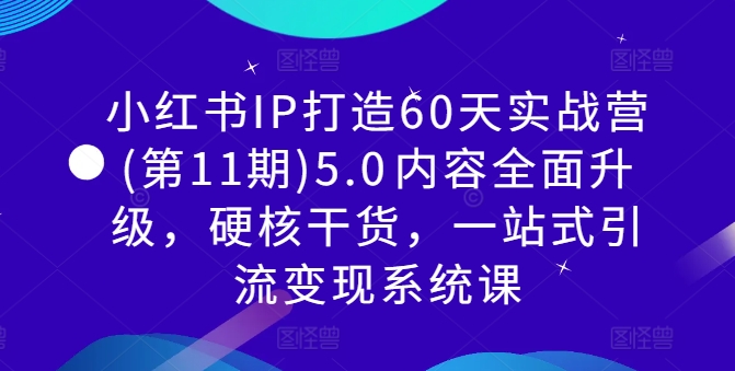小红书IP打造60天实战营(第11期)5.0​内容全面升级，硬核干货，一站式引流变现系统课 - 网赚资源网-网赚资源网