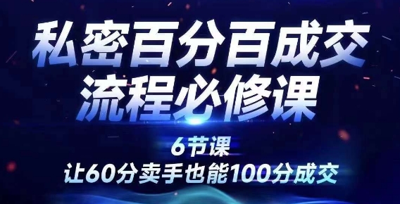 私密百分百成交流程线上训练营，绝对成交，让60分卖手也能100分成交 - 网赚资源网-网赚资源网