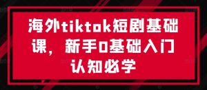 海外tiktok短剧基础课，新手0基础入门认知必学-网赚资源网