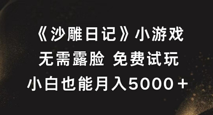 《沙雕日记》小游戏，无需露脸免费试玩，小白也能月入5000+【揭秘】 - 网赚资源网-网赚资源网