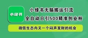 小绿书无脑搬运引流,全自动日引500精准创业粉,微信生态内又一个闷声发财的机会【揭秘】-网赚资源网