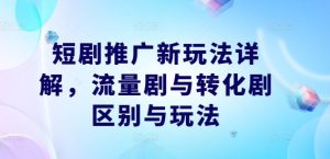 短剧推广新玩法详解,流量剧与转化剧区别与玩法-网赚资源网