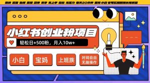 小红书创业粉项目日+500粉,每天20分钟躺赚长尾收益,无脑操作,宝妈,小白抓紧冲【揭秘】-网赚资源网