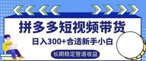 拼多多短视频带货日入300+有长期稳定被动收益,合适新手小白【揭秘】-网赚资源网