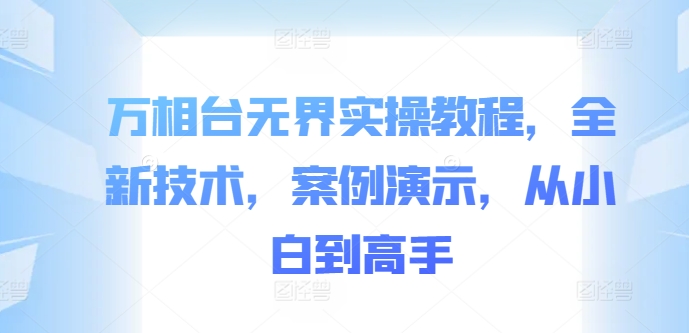 万相台无界实操教程，全新技术，案例演示，从小白到高手-网赚资源网
