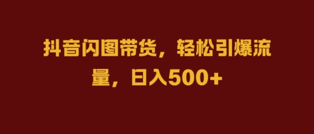 抖音闪图带货，轻松引爆流量，日入几张【揭秘】 - 网赚资源网-网赚资源网