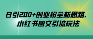 日引200+创业粉全新思路，小红书图文引流玩法【揭秘】-网赚资源网