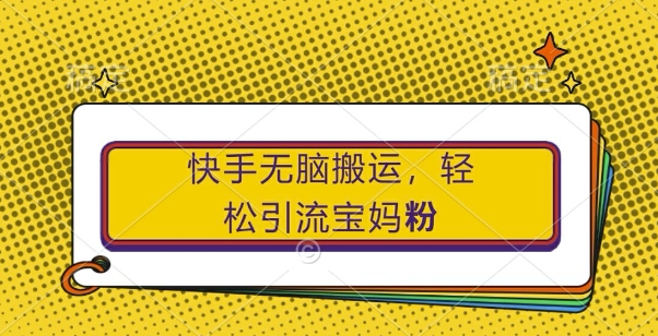 快手无脑搬运，轻松引流宝妈粉，纯小白轻松上手【揭秘】 - 网赚资源网-网赚资源网