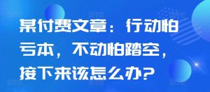 某付费文章:行动怕亏本,不动怕踏空,接下来该怎么办?-网赚资源网