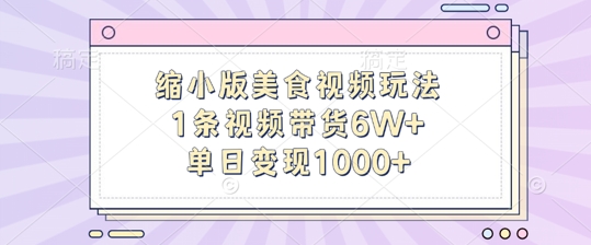 缩小版美食视频玩法，1条视频带货6W+，单日变现1k - 网赚资源网-网赚资源网