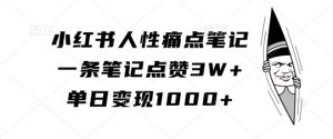 小红书人性痛点笔记，一条笔记点赞3W+，单日变现1k-网赚资源网