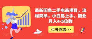 最新闲鱼二手电商项目,流程简单,小白易上手,副业月入4-5位数!-网赚资源网