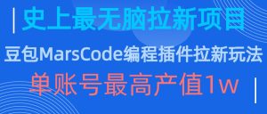豆包MarsCode编程插件拉新玩法,史上最无脑的拉新项目,单账号最高产值1w-网赚资源网