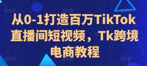 从0-1打造百万TikTok直播间短视频，Tk跨境电商教程-网赚资源网